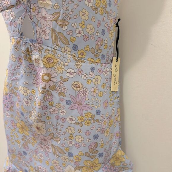 Liberty Love Floral Sleeveless Dress Baby Blue Hippie Boho Juniors Large L NWT - Picture 4 of 6